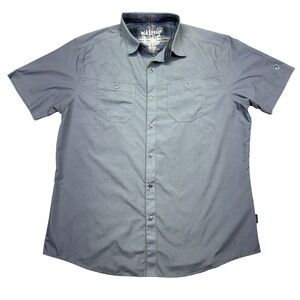 Kuhl Stealth Mountain Culture Button Up Short Sleeve‎ Shirt Men's Medium Blue